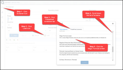 How to load the Magic Formula investment stock screen